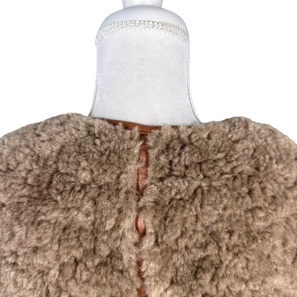 NWOT J. Crew Collarless jacket recycled sherpa brown teddy bear plush coat fuzzy - Picture 12 of 16
